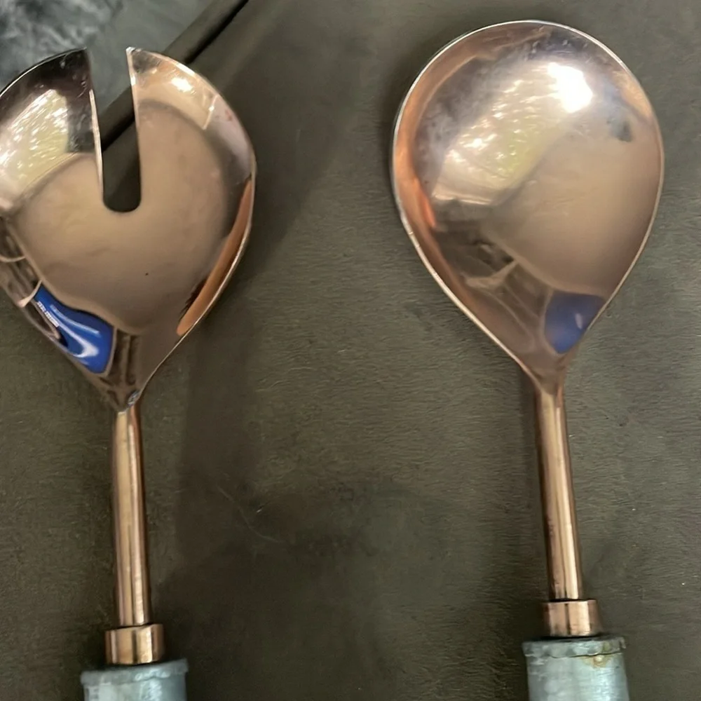 Galvanized and copper serving set